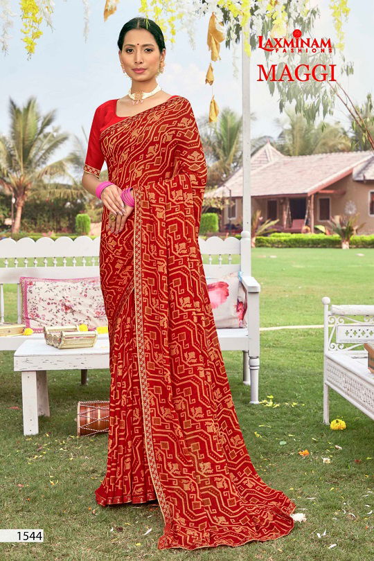 Laxminam Maggi Fancy Ethnic Wear Wholesale Printed Georgette Sarees Catalog
